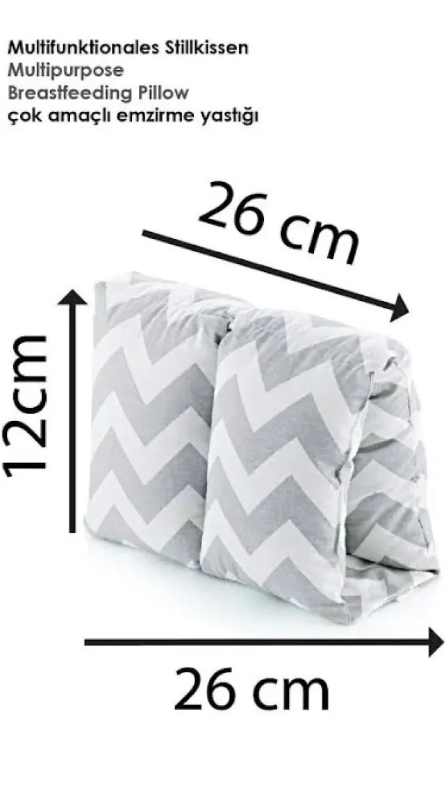 Babyjem Çok Amaçlı Emzirme Yastığı Gri Zigzag