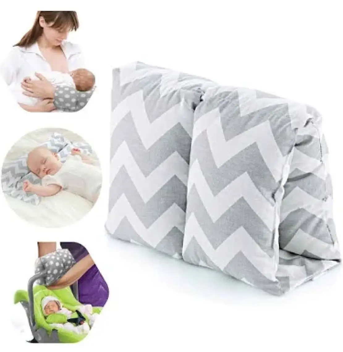 Babyjem Çok Amaçlı Emzirme Yastığı Gri Zigzag