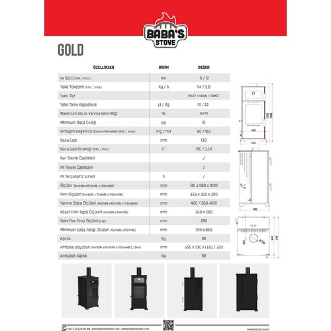 BABA'S SOBA / Gold 12 Kw Kuzine / Manuel Pelet ve Odun Sobası