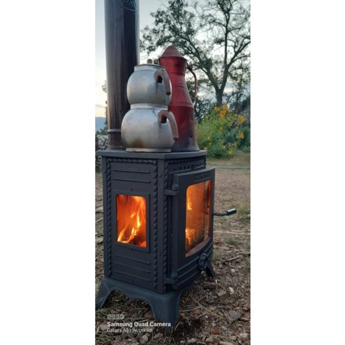 Flame Stove Minör Lux 3 Camlı Pik Döküm Mini Şömine Soba