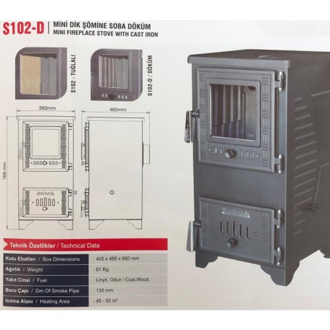 Mangal Sepetim Mini Dik Döküm Şömine Soba M102-D