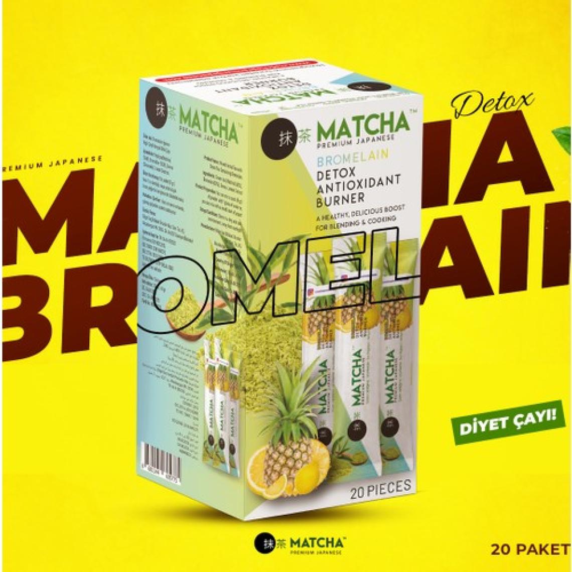 Matcha Premium Japanese Matcha & Bromelain Limon Aromalı Detox Burner Form Çayı 1 Kutu