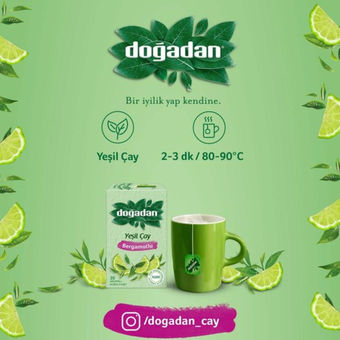 Doğadan Yeşilçay Bergamot Aromalı 50LI