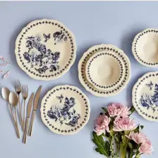 Vanessa Porselen 24 Parça 6 Kişilik Yemek Takımı Mavi