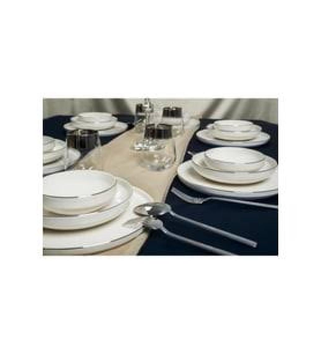 Heda Porselen Rüya Platin Yaldız 18 Parça 6 Kişilik Porselen Yemek Takımı Kırık Beyaz