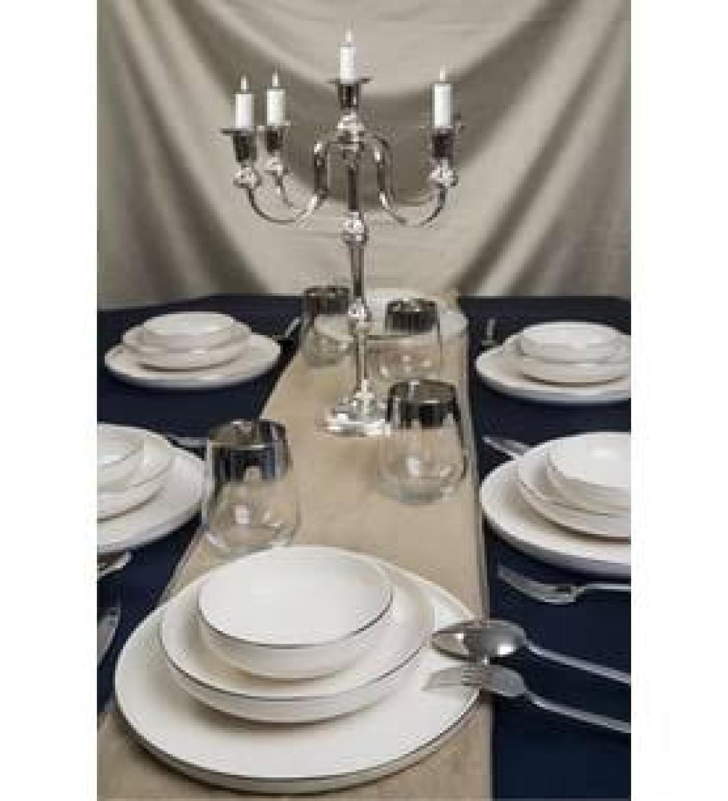 Heda Porselen Rüya Platin Yaldız 18 Parça 6 Kişilik Porselen Yemek Takımı Kırık Beyaz