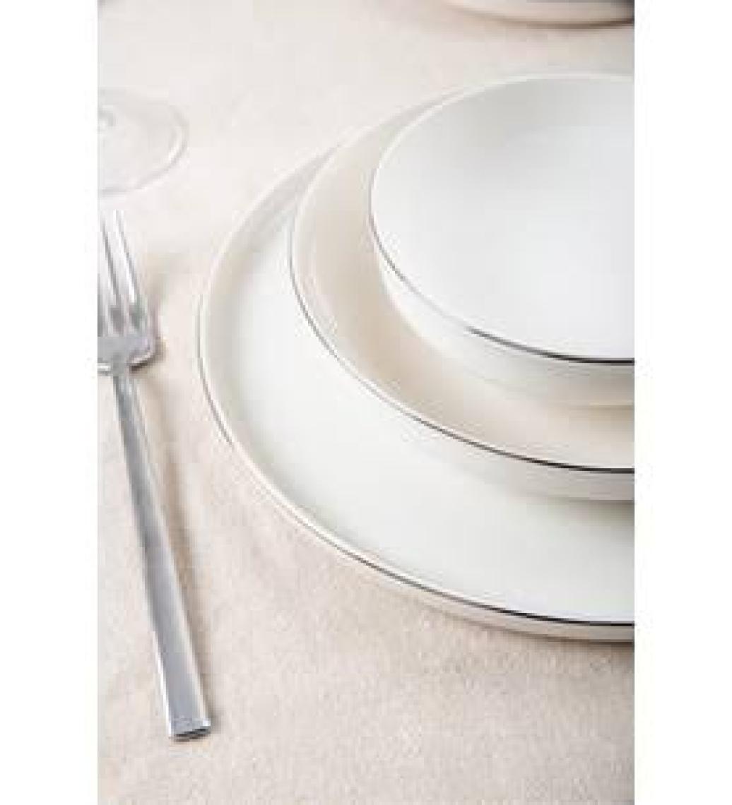 Heda Porselen Rüya Platin Yaldız 18 Parça 6 Kişilik Porselen Yemek Takımı Kırık Beyaz