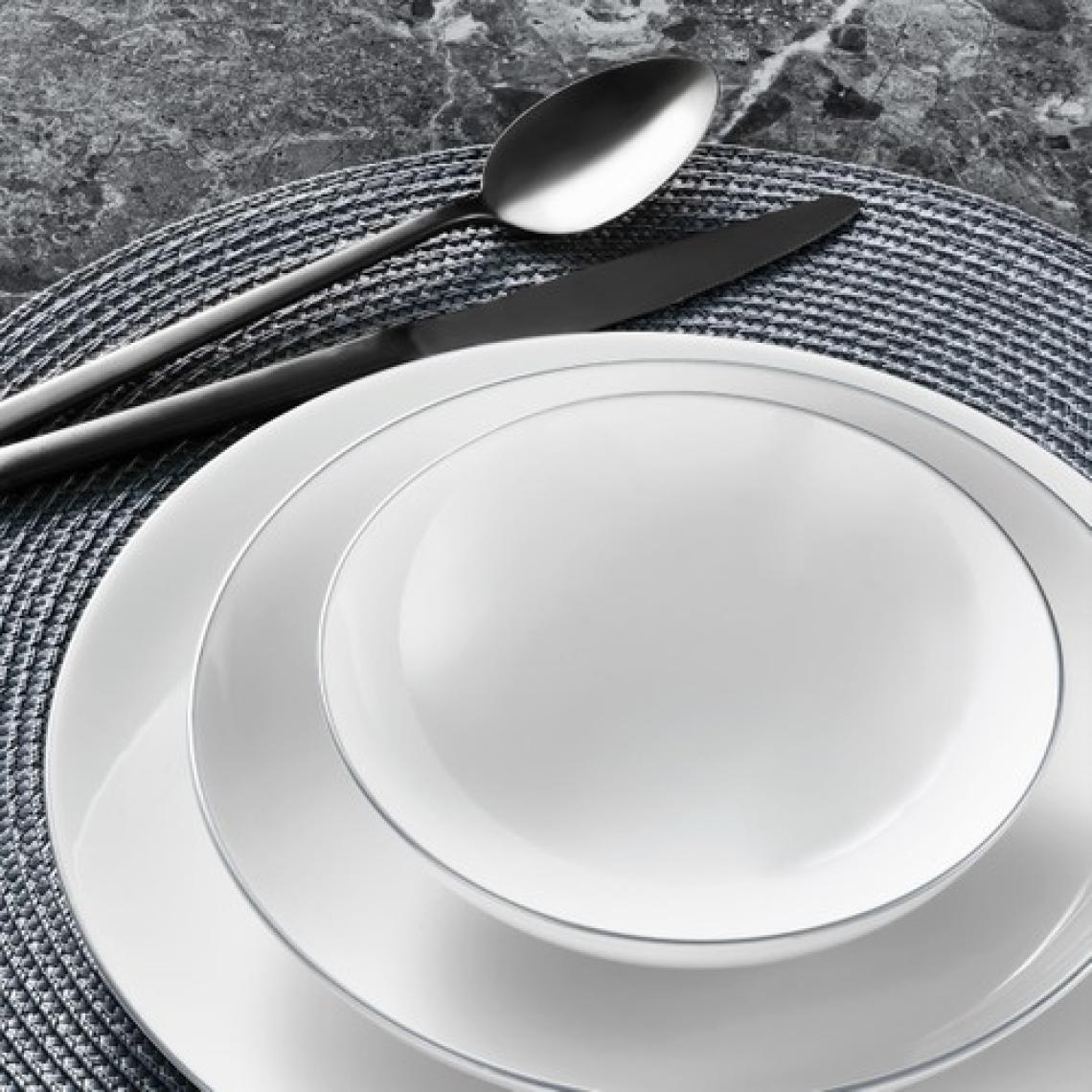 Güral Porselen Atina 12 Parça 4 Kişilik Bone Yemek Takımı - Gümüş