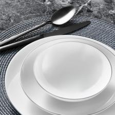 Güral Porselen Atina 12 Parça 4 Kişilik Bone Yemek Takımı - Gümüş