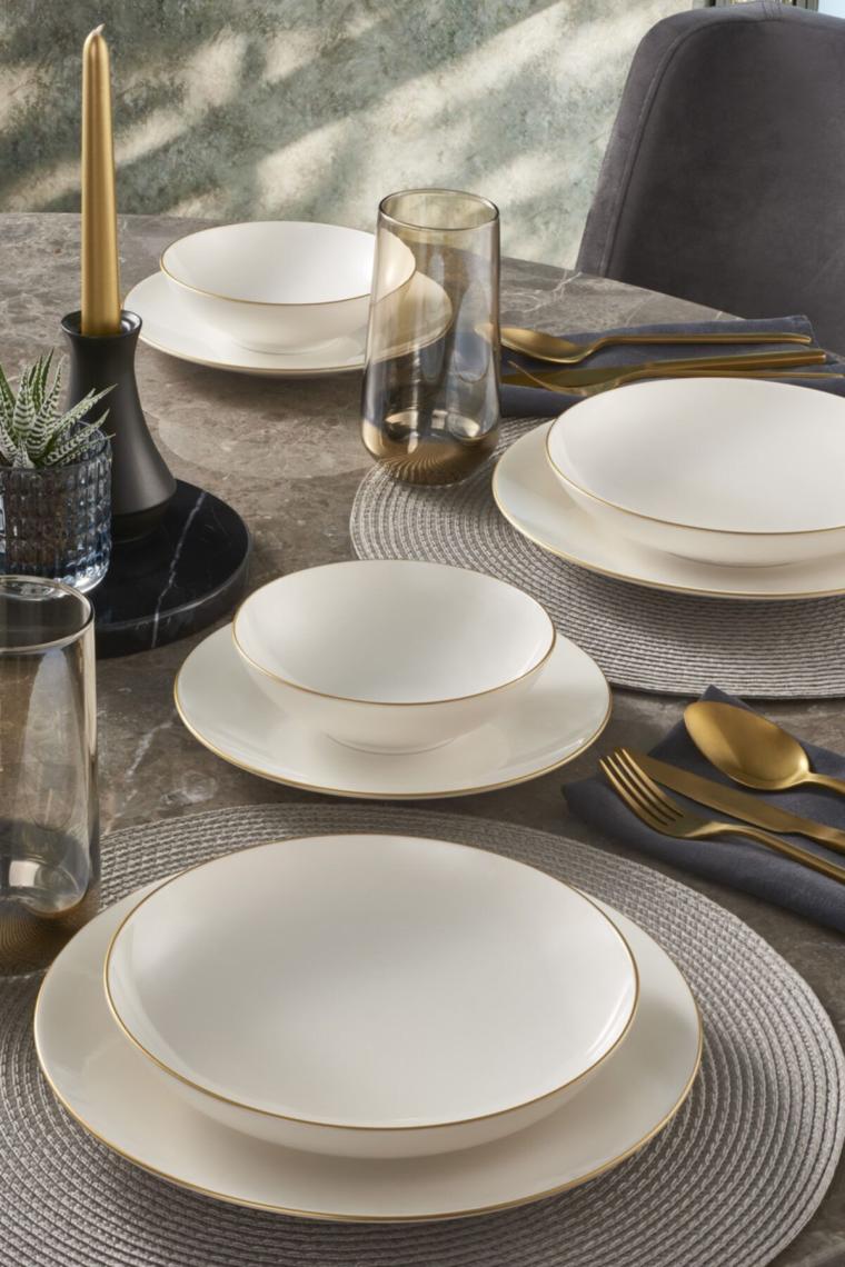 Güral Porselen Atina Gold 18 Parça 6 Kişilik Yemek Takımı