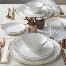 Güral Porselen - Bilbao 8 Parça 2 Kişilik Bone Yemek Takımı - Copper Bakır