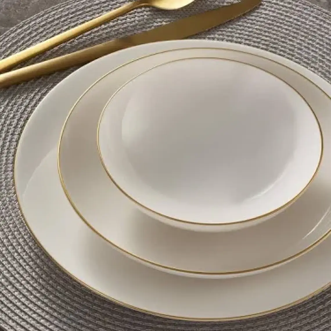 Güral Porselen Güral Atina 18 Parça 6 Kişilik Bone Yemek Takımı Gold