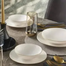 Güral Porselen Güral Atina 18 Parça 6 Kişilik Bone Yemek Takımı Gold