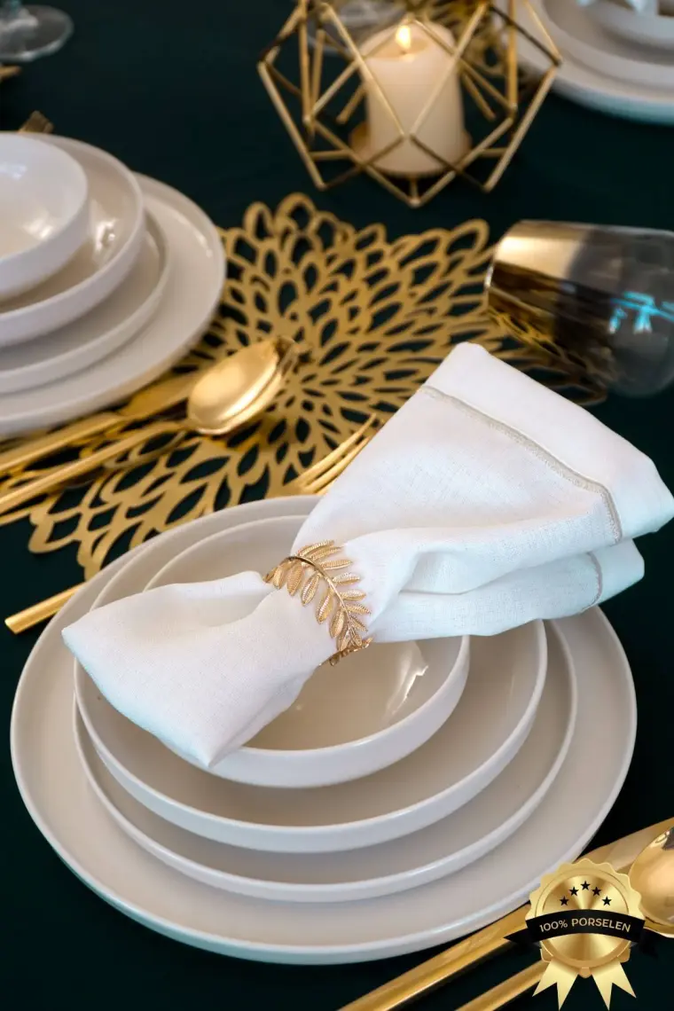 Heda Porselen Rüya Kırık Beyaz 24 Parça 6 Kişilik Porselen Yemek Takımı