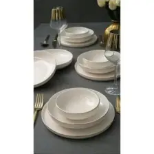 Rüya Altın Yaldız 18 Parça 6 Kişilik Porselen Yemek Takımı Kırık Beyaz