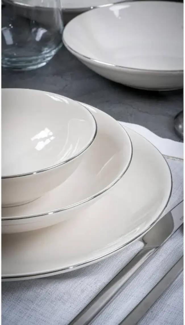 Heda Porselen Hayal Platin Yaldız 18 Parça Yemek Takımı 6 Kişilik