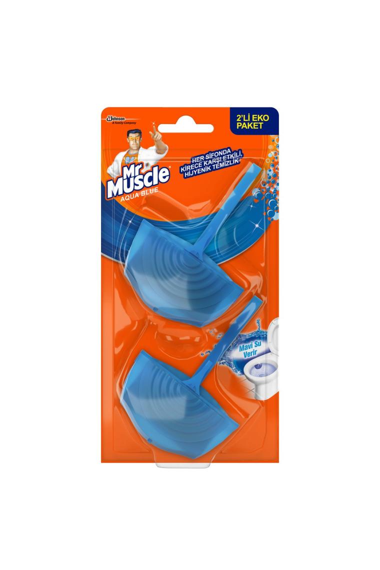 Mr Muscle Klozet Blok Tuvalet Temizleyici, Aqua Mavi, 2x40 gr