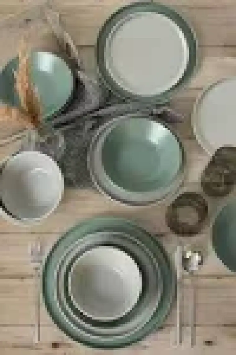 Keramika Mat Gri - Mat Yeşil Nordıc Yemek Takımı 6 Kişilik 24 Parça