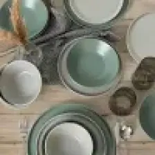 Keramika Mat Gri - Mat Yeşil Nordıc Yemek Takımı 6 Kişilik 24 Parça