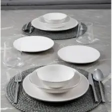 Heda Porselen Hayal Platin Yaldız 24 Parça 6 Kişilik Porselen Yemek Takımı Kırık Beyaz