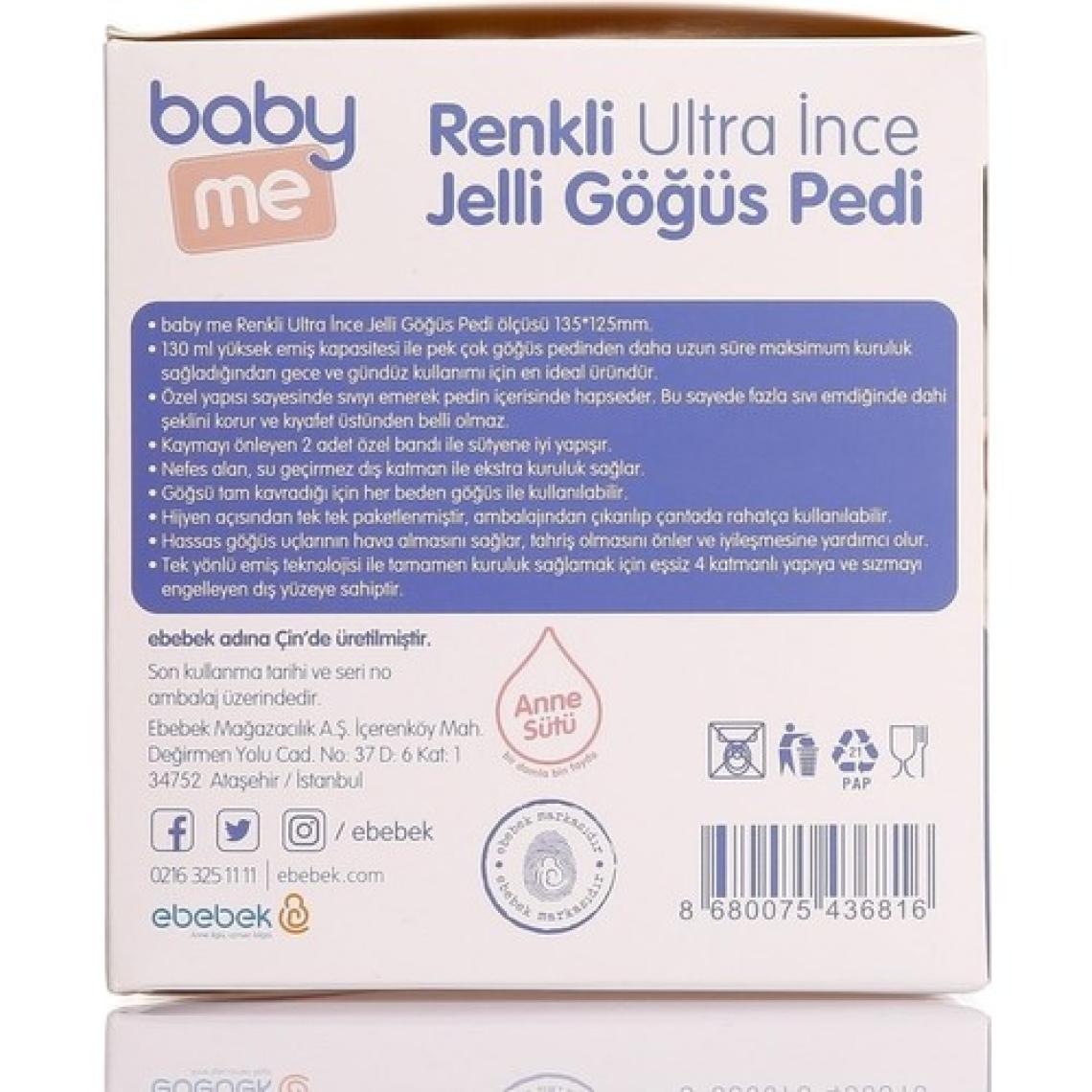Baby Me Renkli Ultra Ince Jelli Göğüs Pedi 50'Li