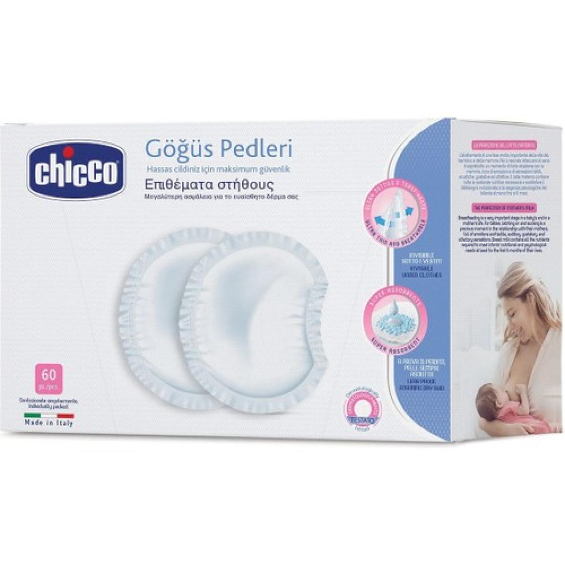 Chicco Süper Emici Yumuşak Pamuklu Göğüs Pedi - 60 Adet Mikro Kapsüllü Hızlı Sıvı Emme Özelliği