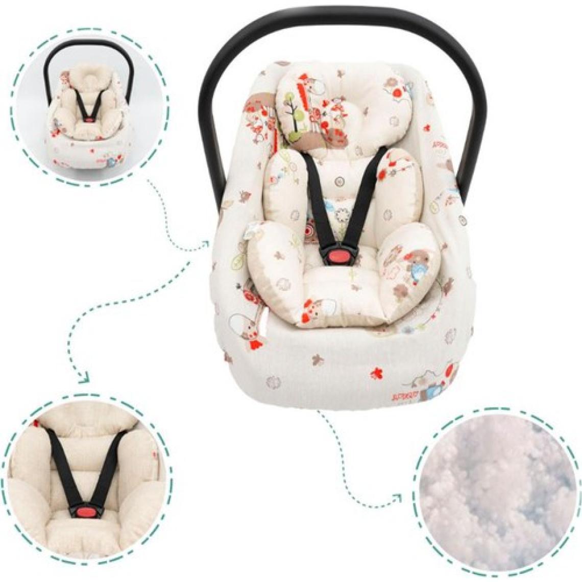 mordesign Çift Taraflı Ortopedik Puset Minderi, Örtü ve Çarşaf 3' Lü Set, Askı Stil, Animal Serisi