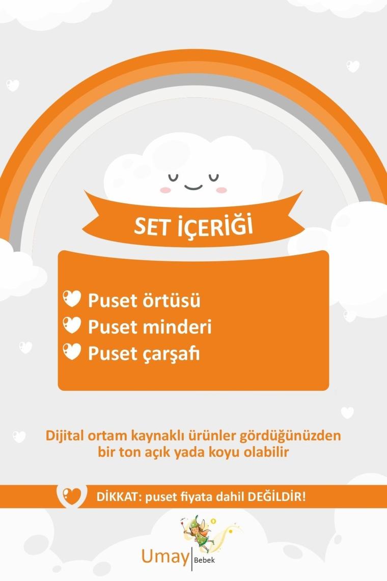 Umaybebek 3 PARÇA - Puset Örtüsü, Bel Destekli Puset Minderi, Puset Çarşafı, %100 Pamuk - PANÇO