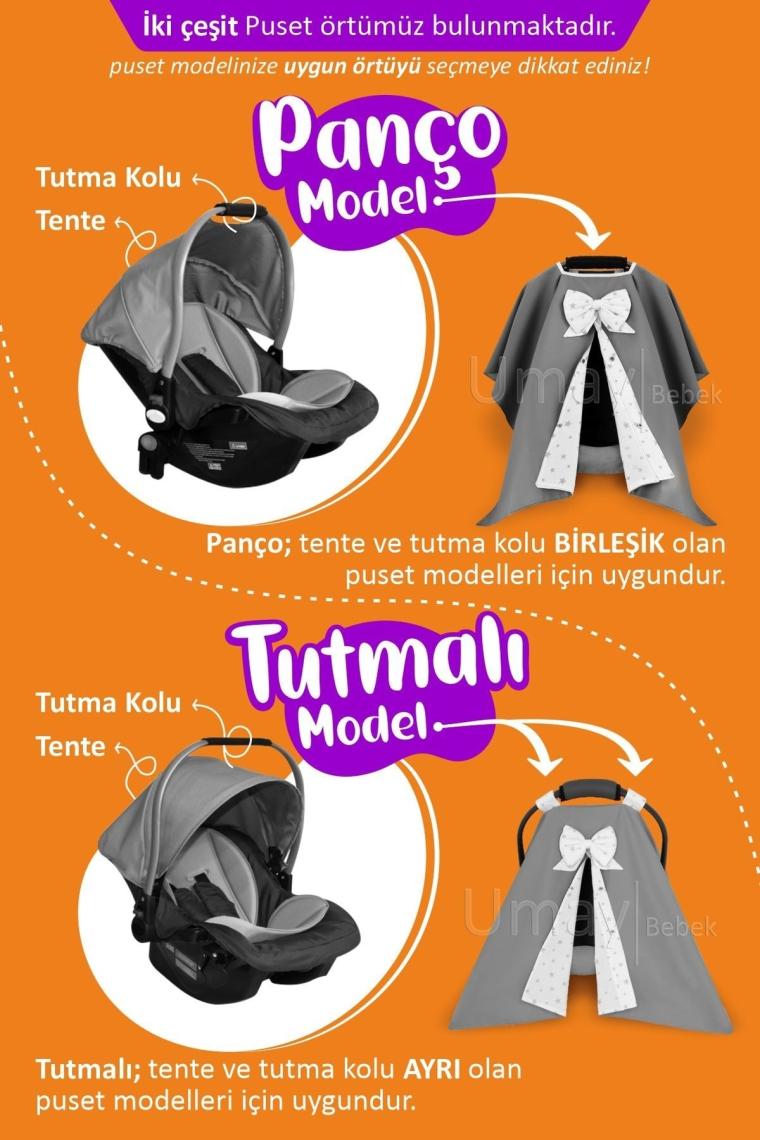 Umaybebek 3 PARÇA - Puset Örtüsü, Bel Destekli Puset Minderi, Puset Çarşafı, %100 Pamuk - PANÇO
