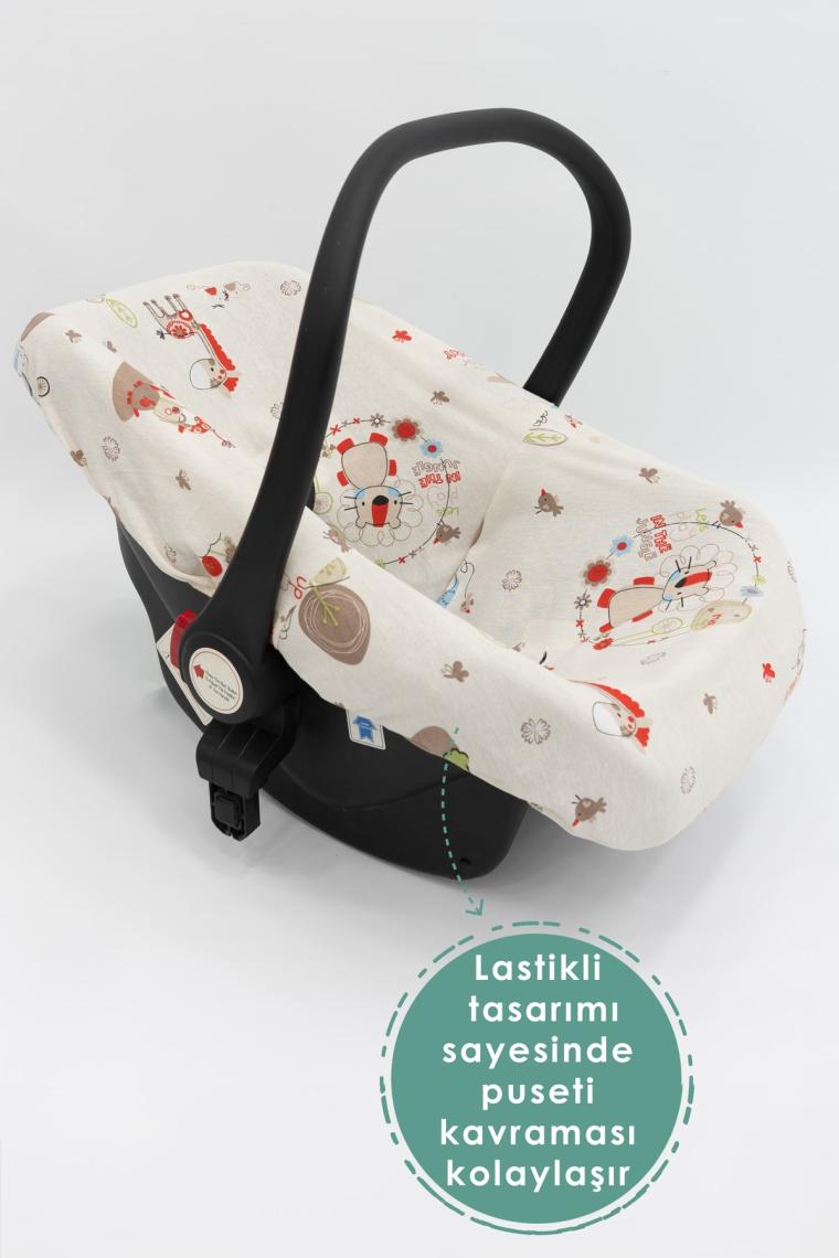mordesign Çift Taraflı Ortopedik Bebek Puset Minderi ve Çarşaf 2' Li Set, Animal Serisi