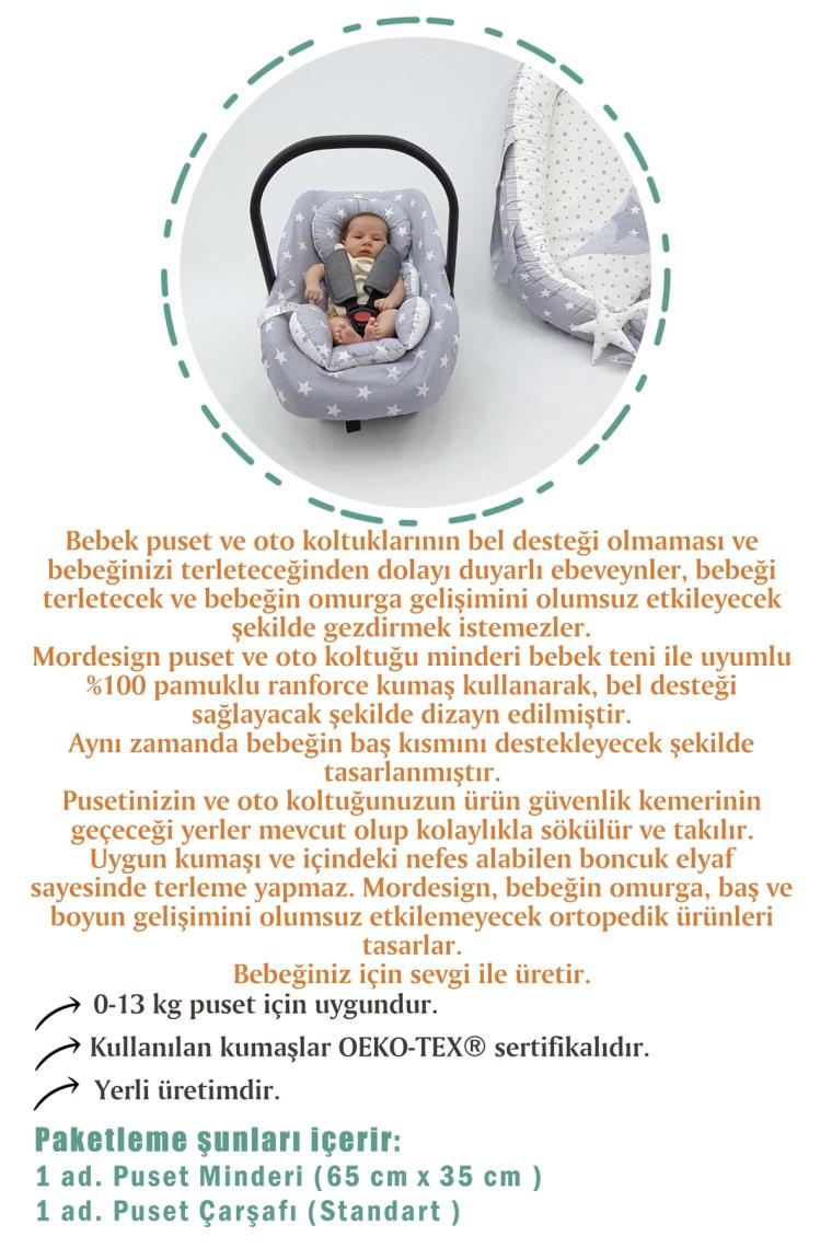 mordesign Çift Taraflı Ortopedik Bebek Puset Minderi ve Çarşaf 2' Li Set, Animal Serisi