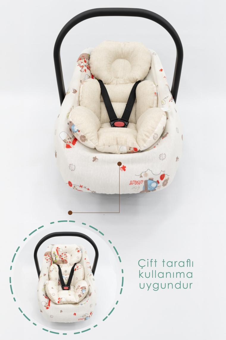 mordesign Çift Taraflı Ortopedik Bebek Puset Minderi ve Çarşaf 2' Li Set, Animal Serisi