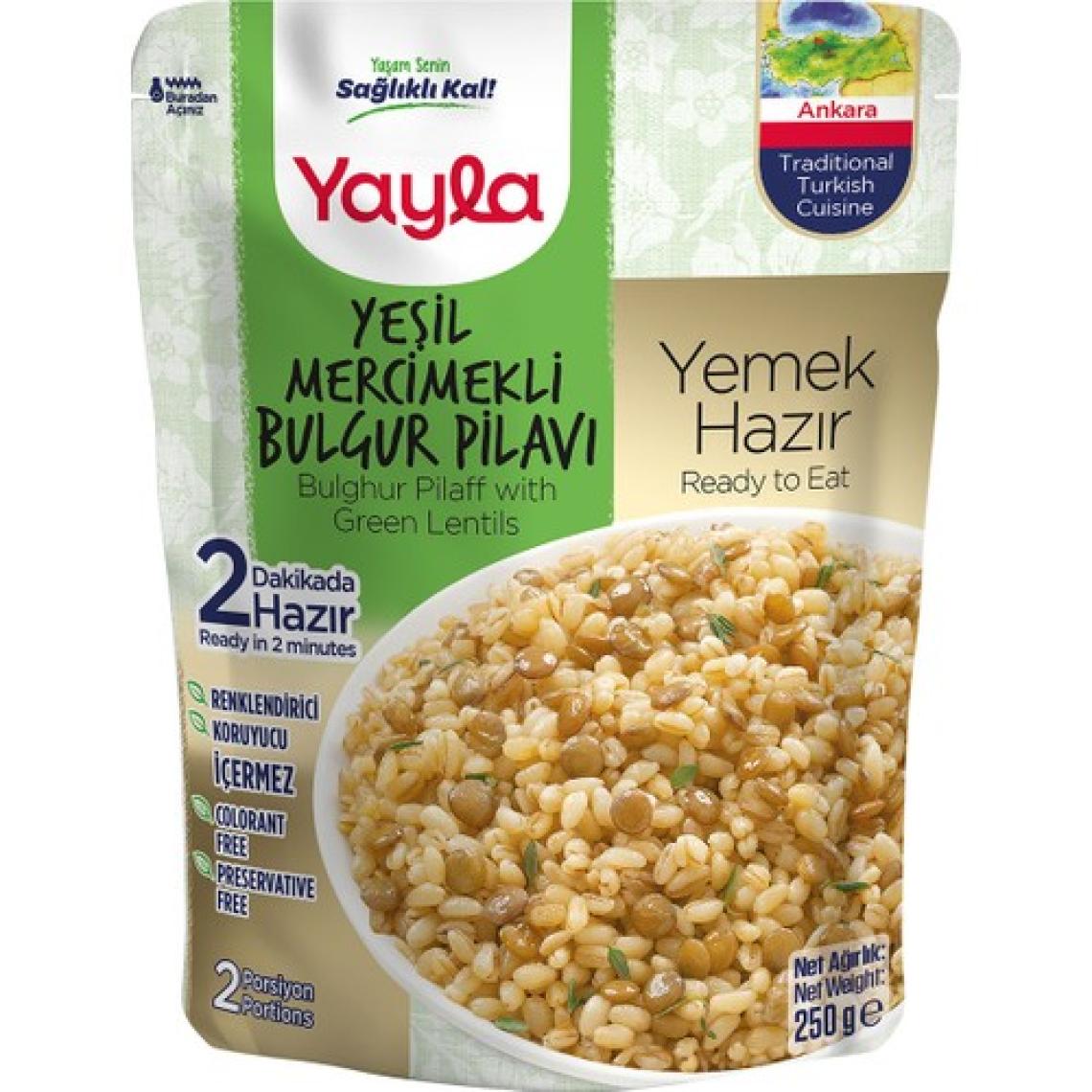 Yayla Yemek Hazır Yeşil Mercimekli Bulgur Pilavı 250 gr