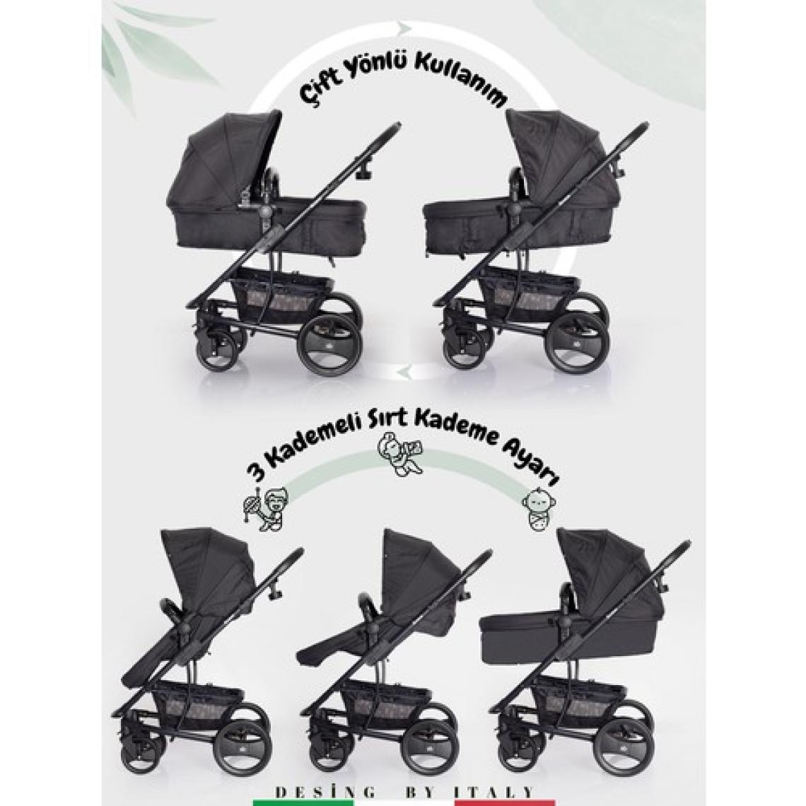 Sunny Baby 9023 İcon Bebek Arabası + Oto Koltuğu / Siyah