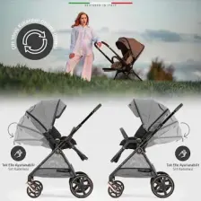 Elele Mido 2 Çift Yönlü Bebek Arabası Rose Kahverengi