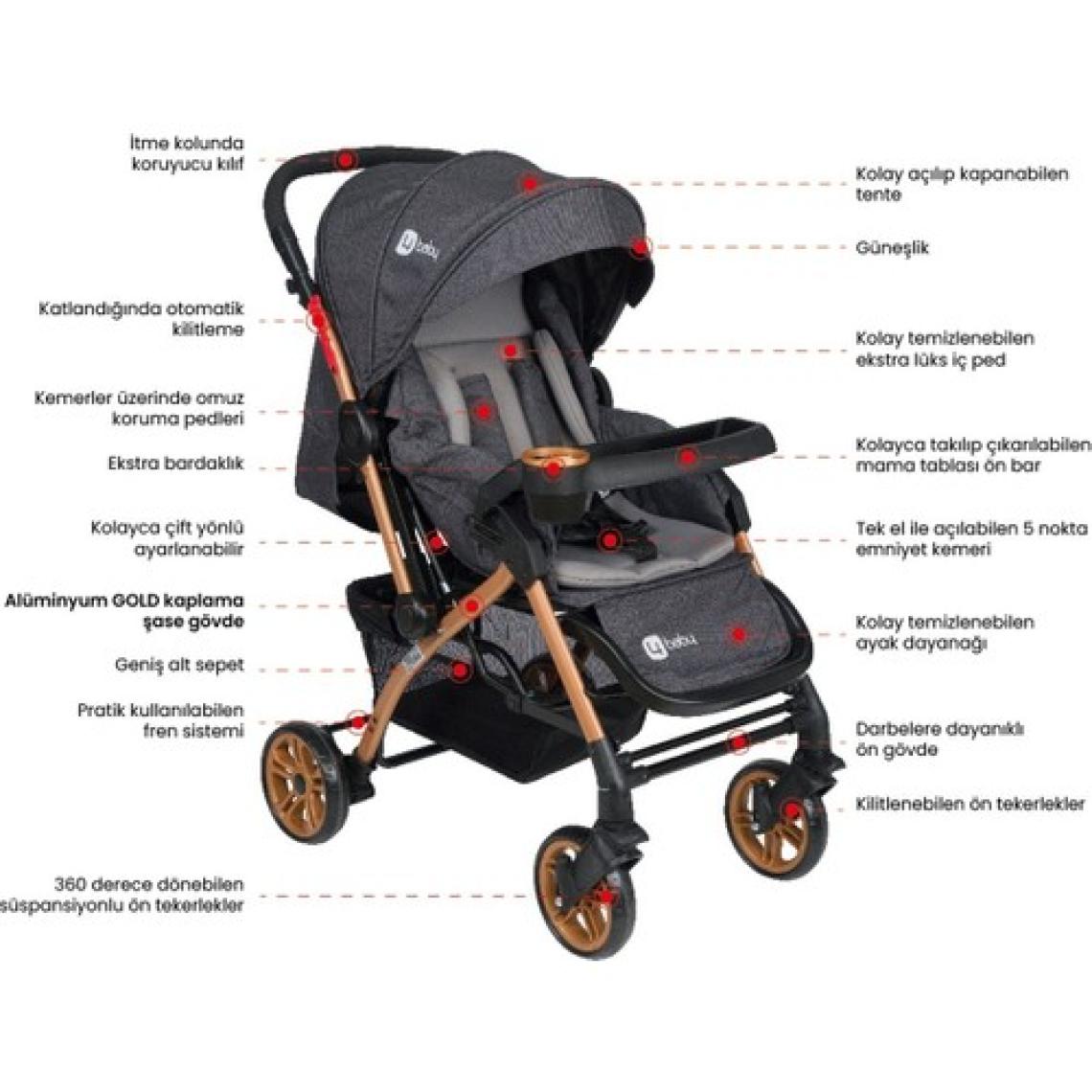4 Baby Travel Sistem Çift Yönlü Bebek Arabası Ayak Örtülü + Yağmurluk Ilk Adım Bebe