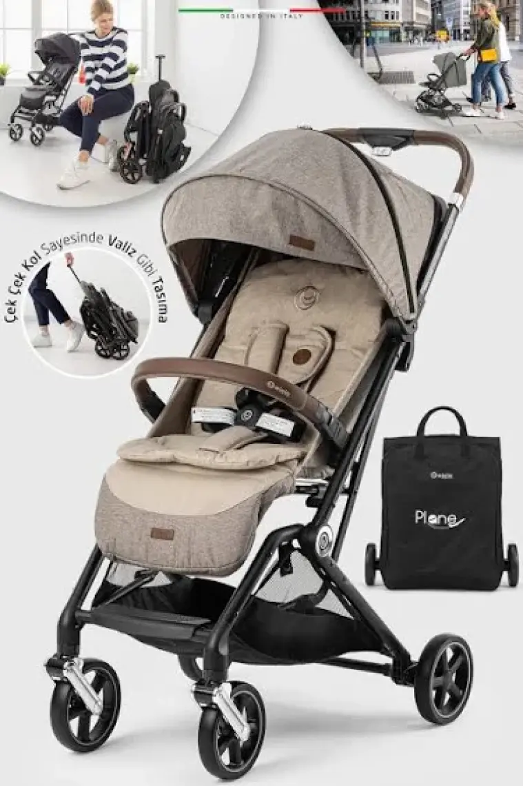 Elele Plane 2 Kabin Tipi Bebek Arabası Silver Kahverengi