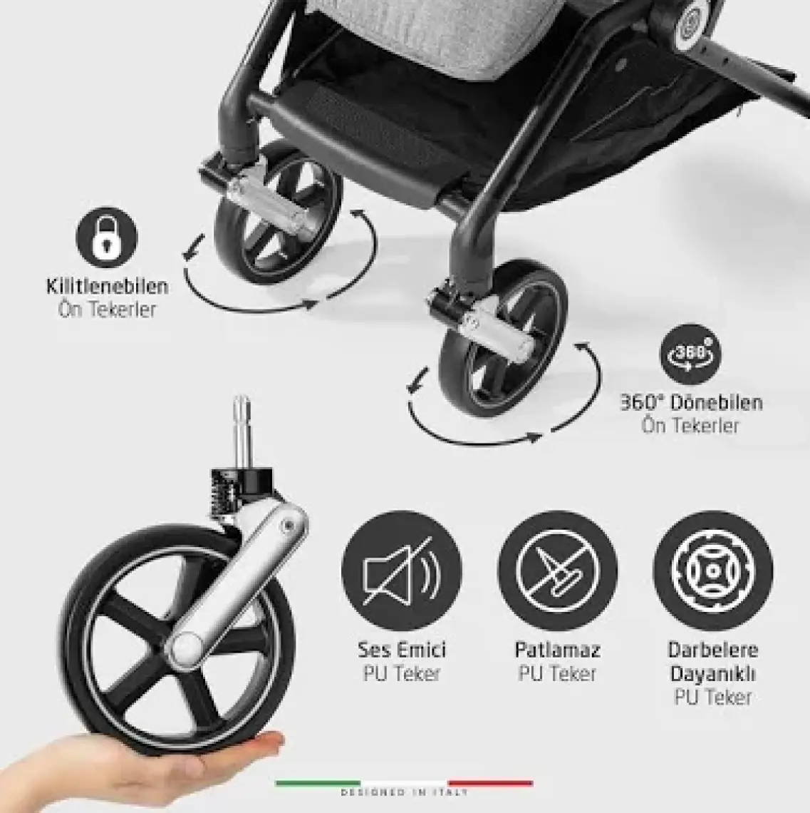 Elele Plane 2 Kabin Tipi Bebek Arabası Silver Kahverengi