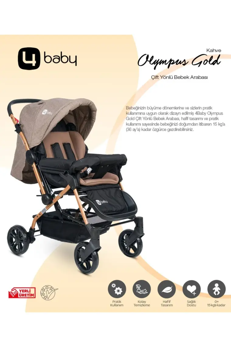 4 Baby Olympus Bebek Arabası Gold/kahve