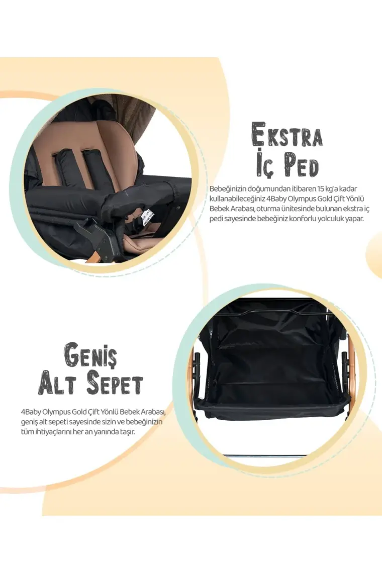 4 Baby Olympus Bebek Arabası Gold/kahve