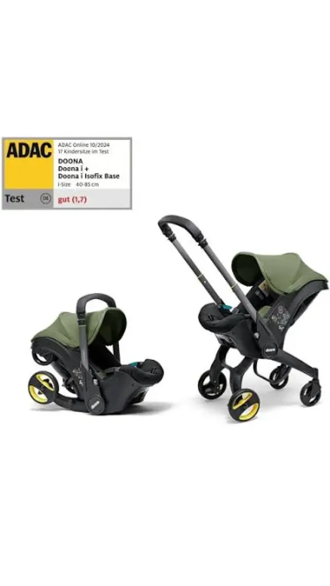 Doona İ Bebek Arabasına Dönüşen Tekerlekli Gr 0 İSize Ana Kucağı Oto Koltuğu - Desert Green