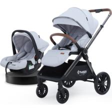 Huggy Mate 5 in 1 Extra Parlak Çift Yönlü Gri Travel Bebek Arabası