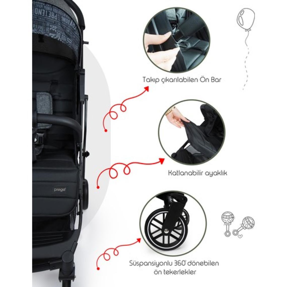 Prego Lotus Tek Elle Katlanabilir Kabin Boy Bebek Arabası