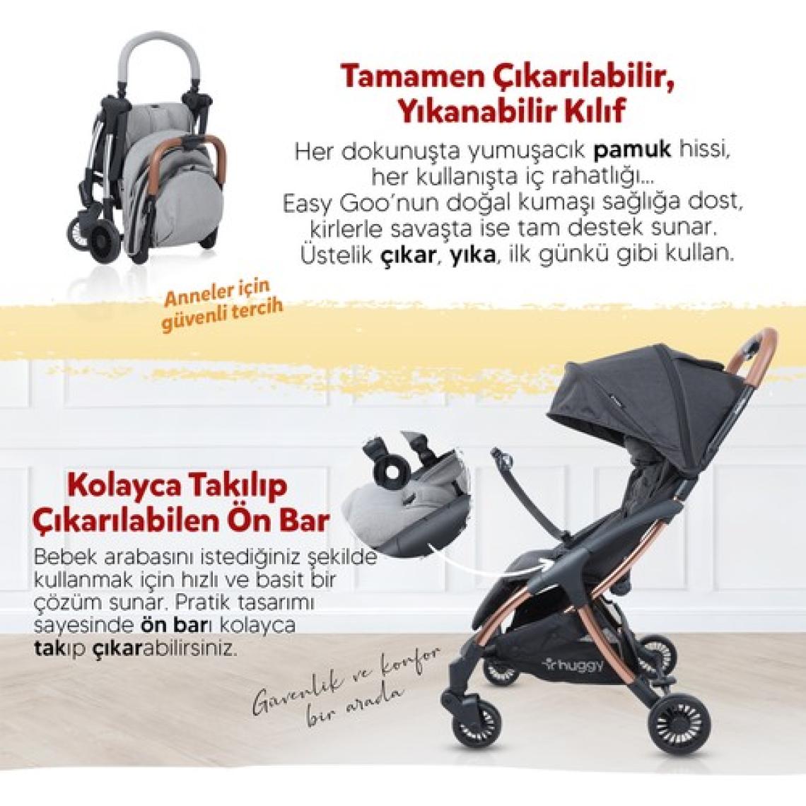 Huggy Easy Go Kabin Boy Otomatik Katlanır Bebek Arabası