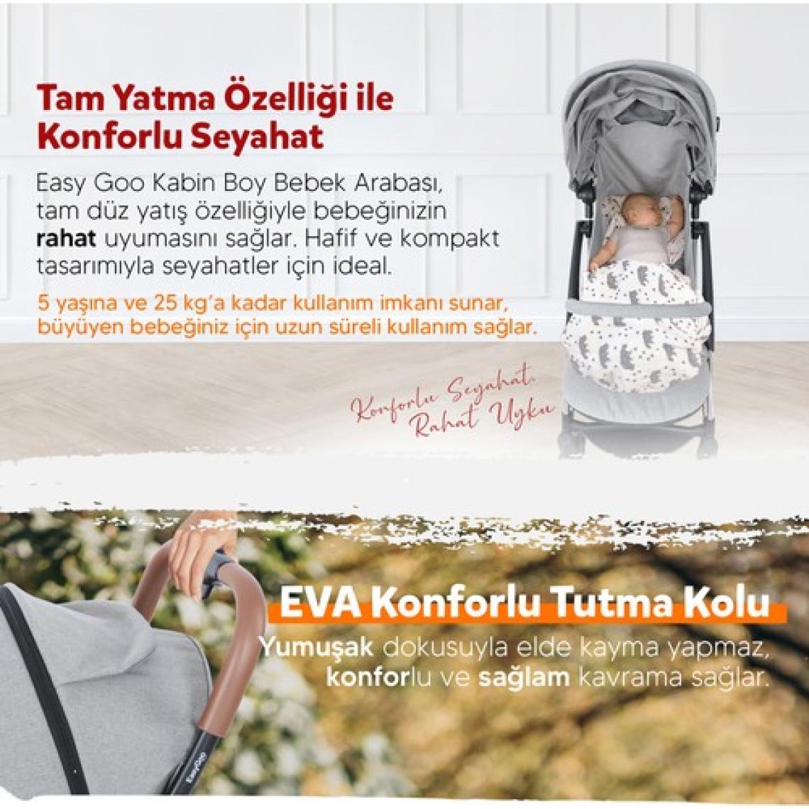 Huggy Easy Go Kabin Boy Otomatik Katlanır Bebek Arabası