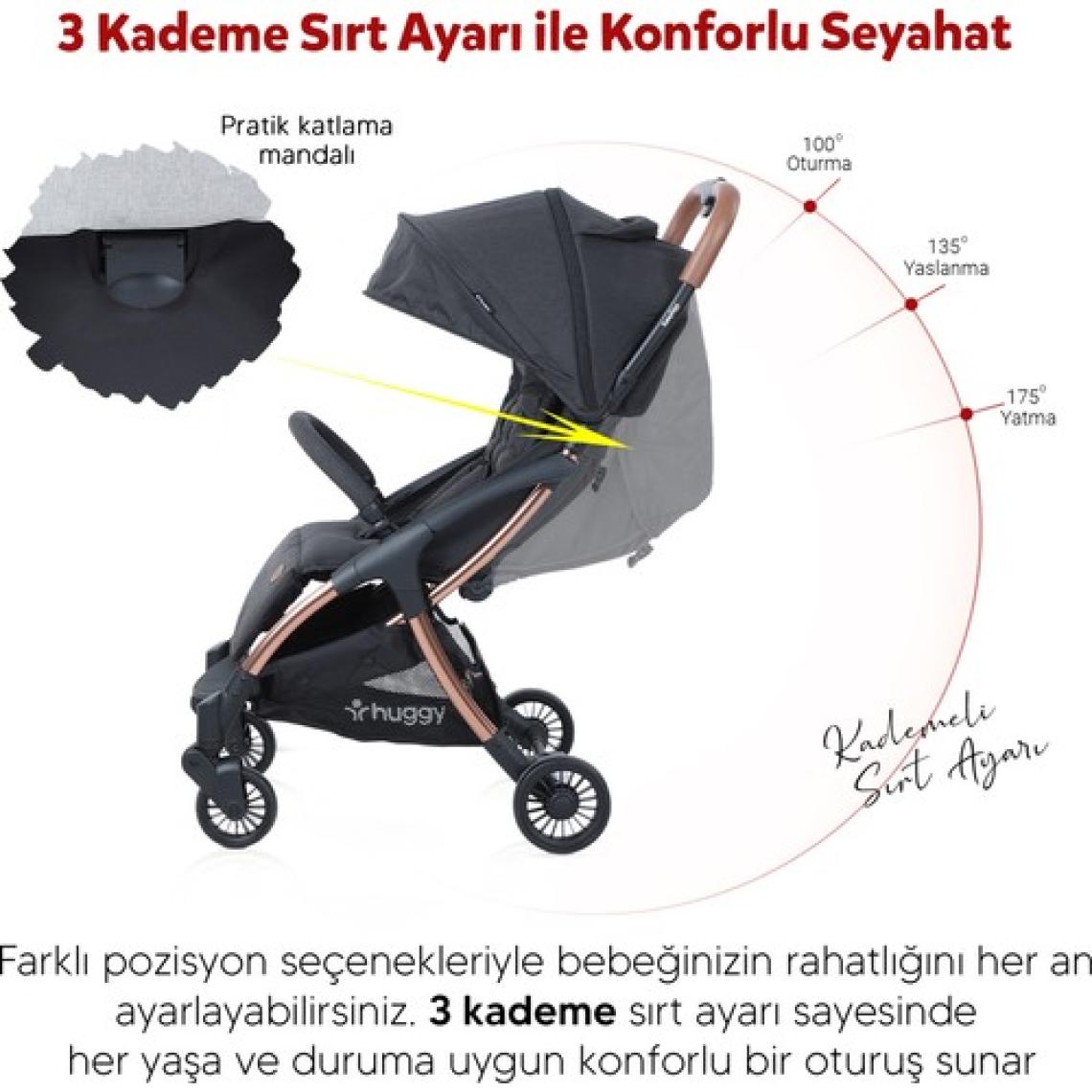 Huggy Easy Go Kabin Boy Otomatik Katlanır Bebek Arabası