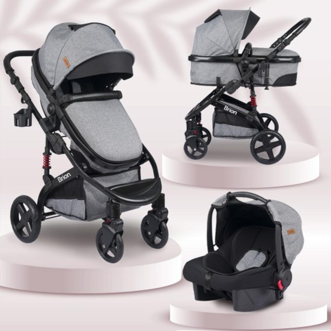 Brion Mila 4 In 1 Çift Yönlü Travel Sistem Bebek Arabası Siyah Gri