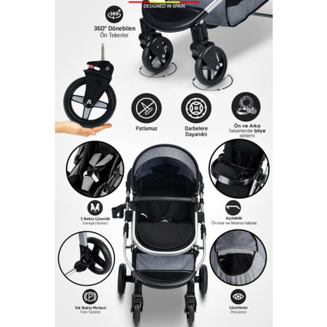 950 Tayla 6 In 1 Mama Tablalı Çift Yönlü Travel Sistem Bebek Arabası