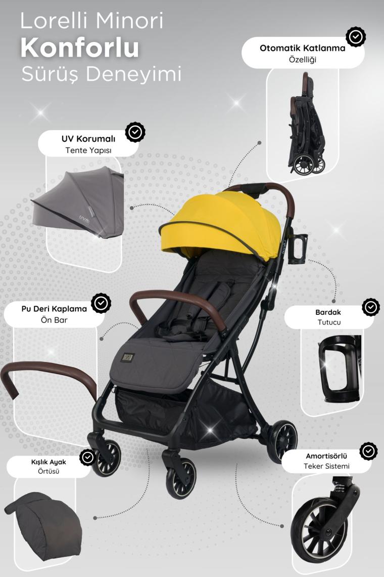 Lorelli Minori Otomatik Katlanır Kabin Boy Bebek Arabası - Lemon