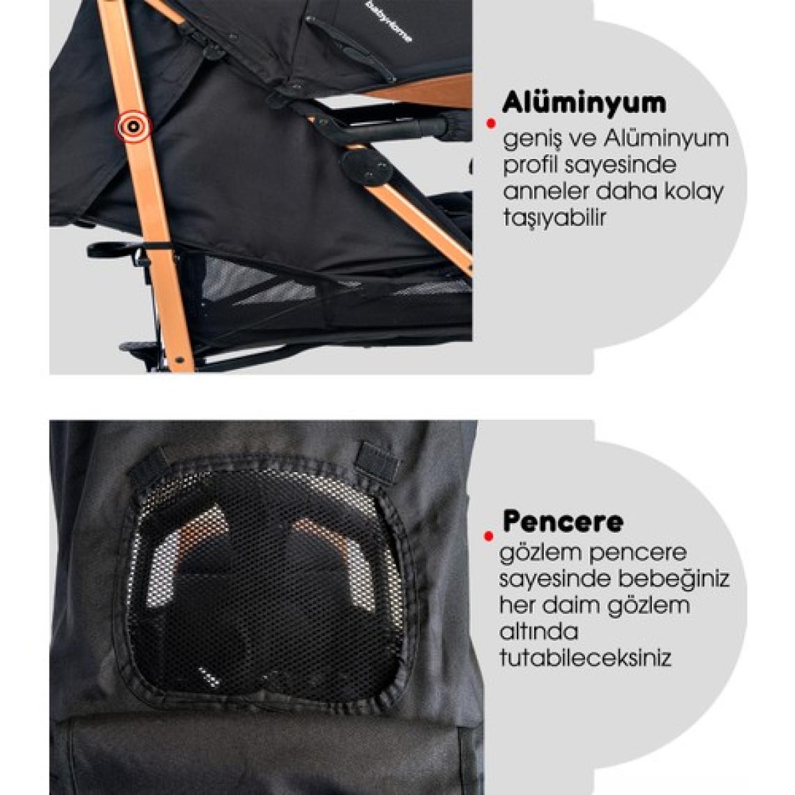 Baby Home 107 Clark Tam Yatar Alüminyum Bilyeli Teker Baston Bebek Arabası